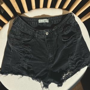 Distressed moto high waist jean shorts - Topshop